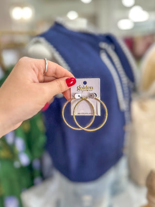 Brooke 18K Gold Plated Delicate Hoop W/ Clear Tiny Crystals Earrings