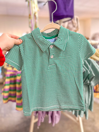 Green Stripe Henry Gameday Polo