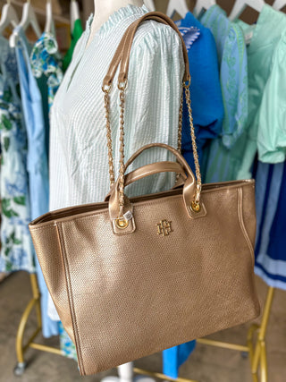 Woven Gold Missy Tote | Caroline Hill