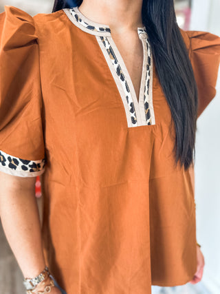 Camel Wild Side Trimmed Blouse