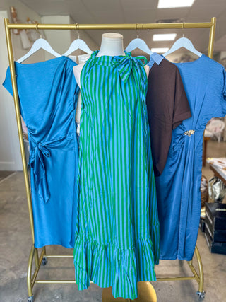Green Stripe In Good Company Midi Dress
