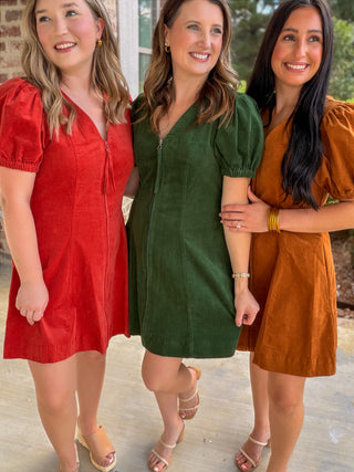 Brick Autumn Ember Zip Mini Dress