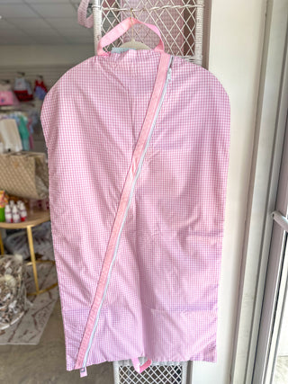 Pink Gingham Hanging Garment Bag