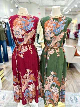 Burgundy Wild Iris Midi Dress
