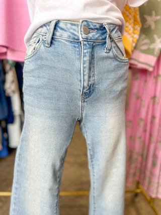 Elizabeth Light Wash Cropped Flare Jeans
