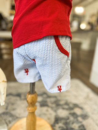 Boy Pinch Me I'm Cute Crawfish Seersucker Shorts Set