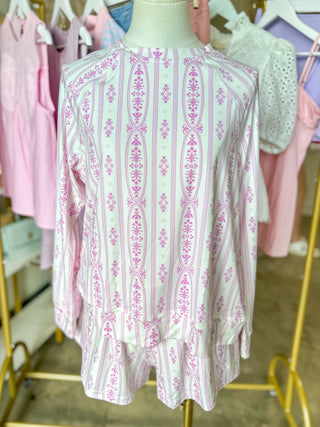 Annie Floral Cameo Orchid Pajama Short Set