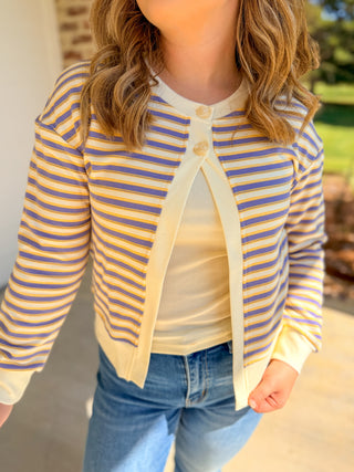 Purple & Gold Stripe Cardigan