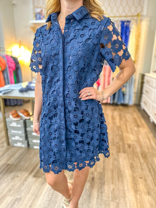 Navy Make Your Way Lace Dress