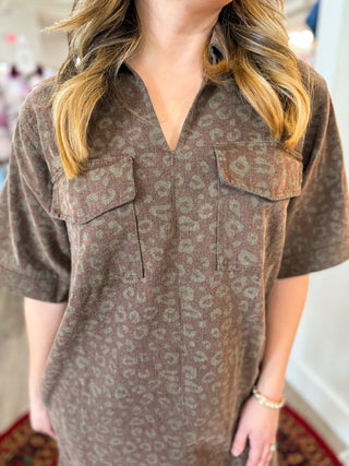 Brown Wild For the Weekend Collared Mini Dress