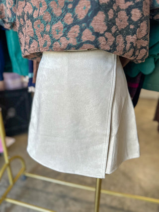 Ecru Better Than Basic Suede Wrap Skort
