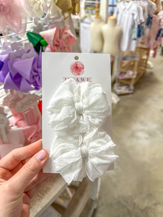 Off White Frilly Frou Clip - Set