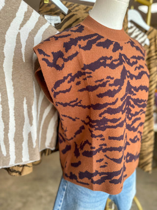 Camel Fierce & Fabulous Tiger Stripe Sweater