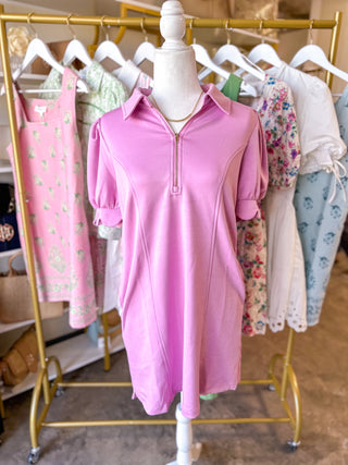 Pink Confident & Collected Mini Zip Dress