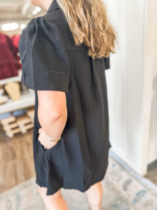 Midnight Charm Button Down Collared Dress