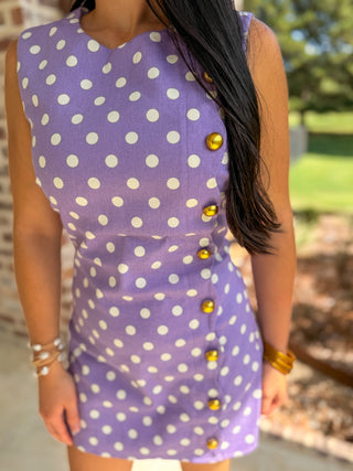 Lavender Pippa Polka Dot Romper