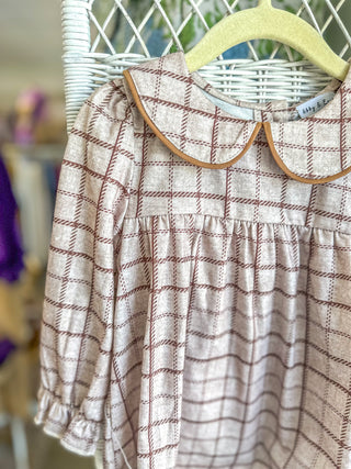 Brown Plaid Pants Set