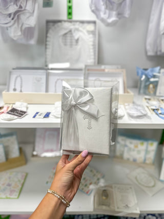Silk Baby Photo Album W/ Cross