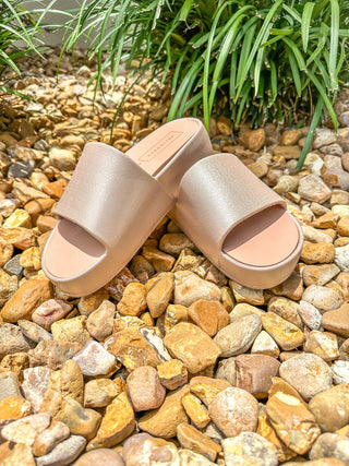 Torrey Neutral Shimmer Weather Resistant Summer Slides