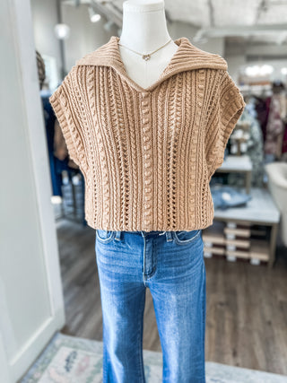 Taupe Everyday Neutral Crochet Top