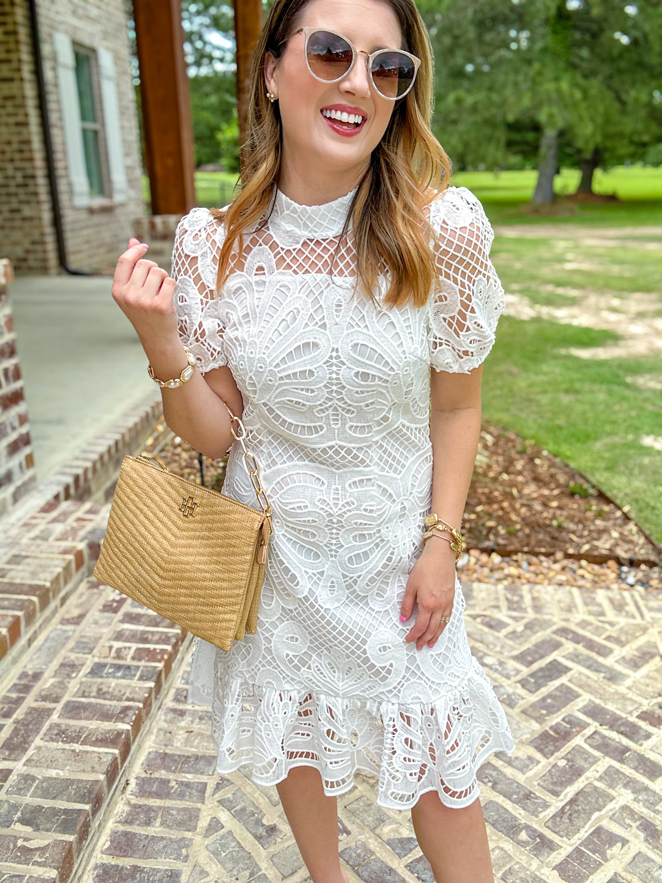 White Timeless Lace Short Sleeve Mini Dress Small White Timeless Lace Short Sleeve Mini Dress Small