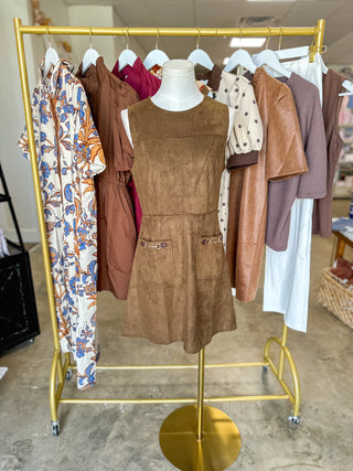Brown Saddle & Suede Mini Dress