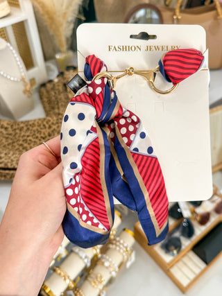 Navy Red Henley Horsebit Buckle Scarf Necklace | Caroline Hill
