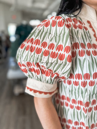 The Tulip Grove Scallop Trim Top