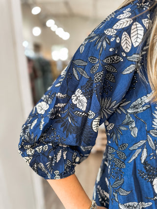 Midnight Falling into Florals Mini Dress