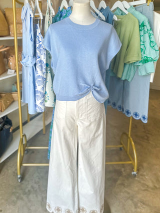 Sky Blue Soft Serenity Knot Sweater Top