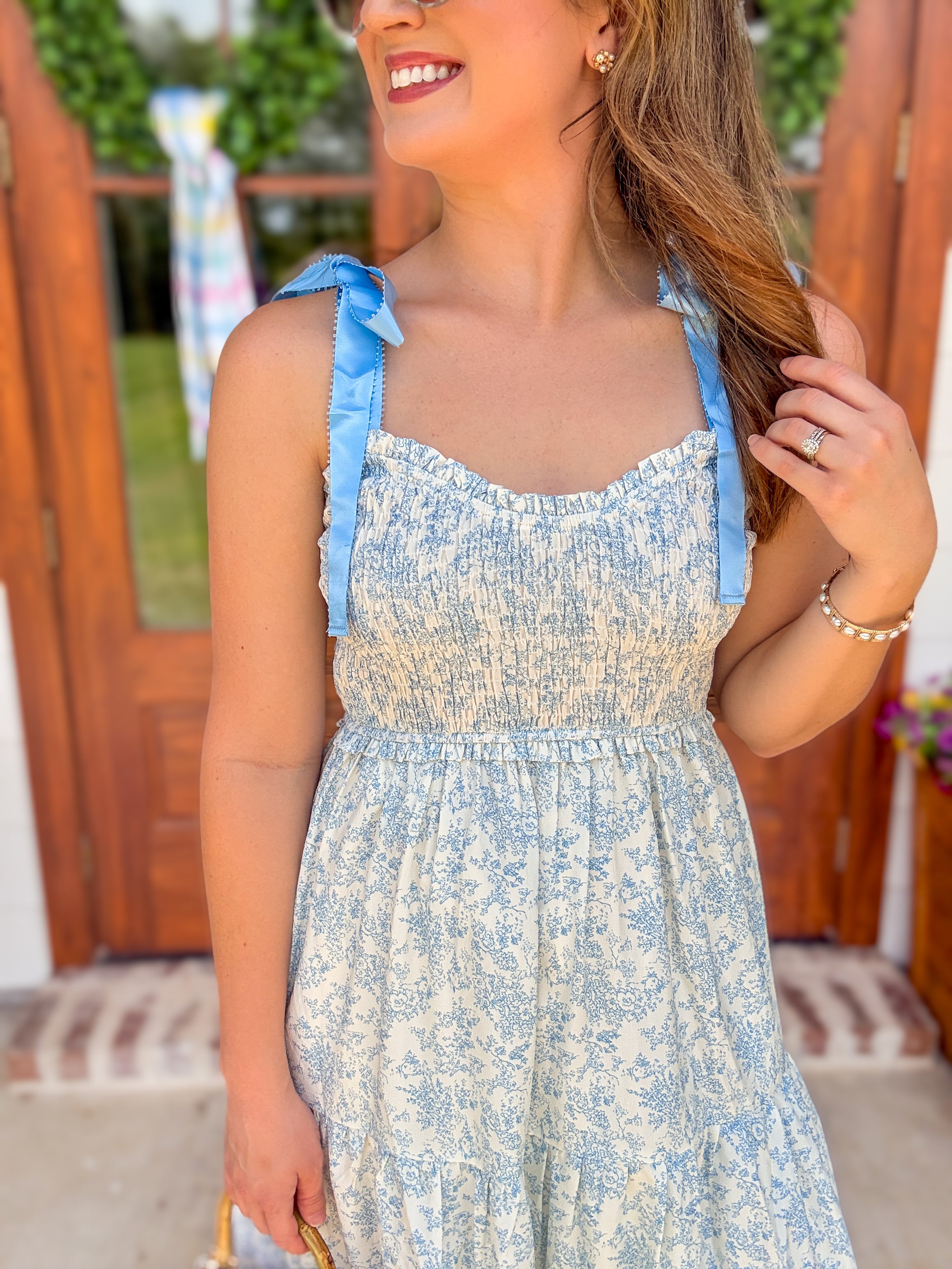 blue and cream maxi dress Seraphim Floral Lace Maxi Dress Blue Cream
