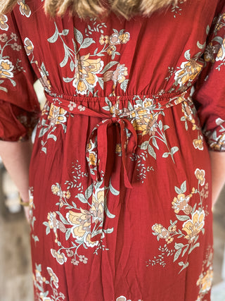 Brick Willow Breeze Midi Dress