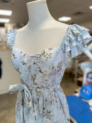 Blue Dainty Daydream Floral Midi Dress