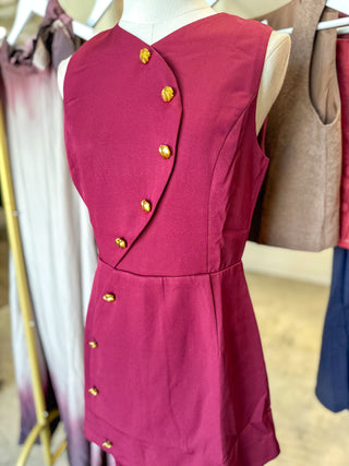 Red Mahogany All Buttoned Up Mini Dress