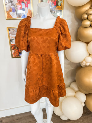 Rust Sweet & Sassy Puff Sleeve Dress