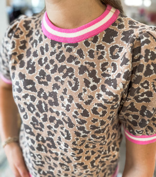 Wild About Pink Puff Sleeve Sweater Top