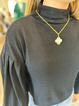 Black Essential Mock Neck Sweater