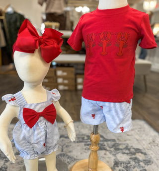 Boy Pinch Me I'm Cute Crawfish Seersucker Shorts Set