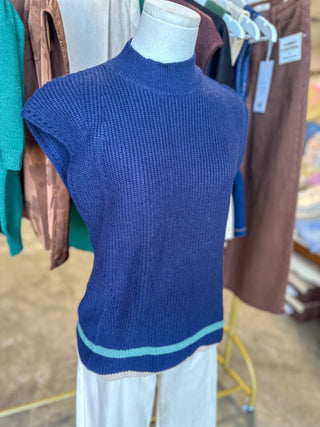 Navy Timeless Trim Contrast Sweater Vest