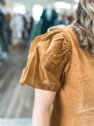 Toffee Twirl Scallop Mini Dress
