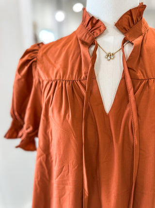 The Crisp Mornings Pumpkin Mini Dress