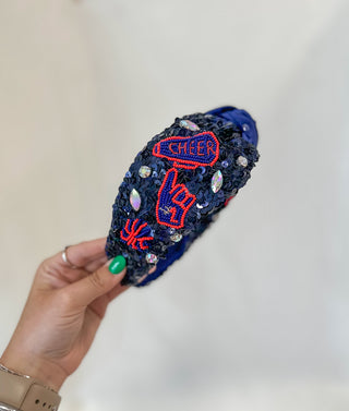 Navy & Red Cheer is Life Headband