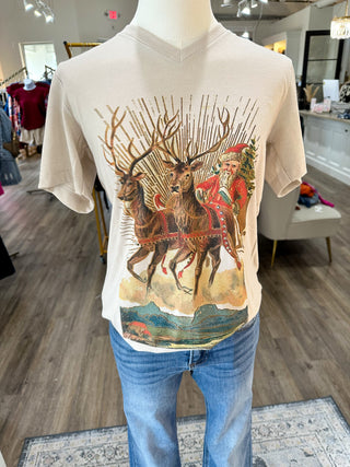 Vintage Sleigh Christmas Graphic Tee