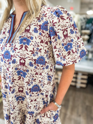 Ecru Poppy Picinic Floral Mini Dress