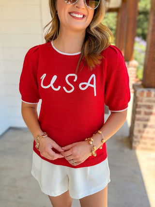 The Red Freedom & Fun Knit Sweater Top