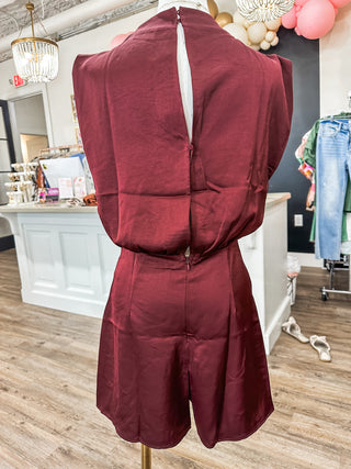 Burgundy Super Sass Short Sleeveless Dressy Romper