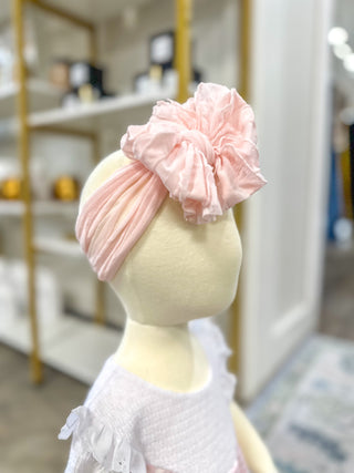 Ballet Pink Frilly Frou Ruffle Headband Bow