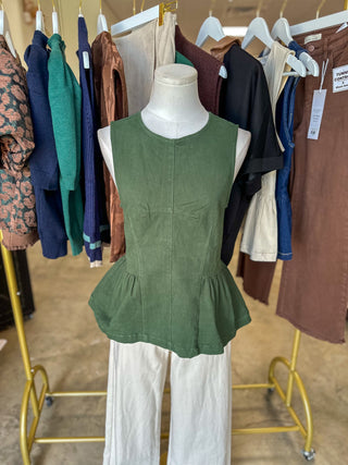 Forest Green Tailored & Timeless Peplum Top