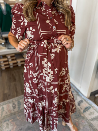 Red Chateau Nights Midi Dress