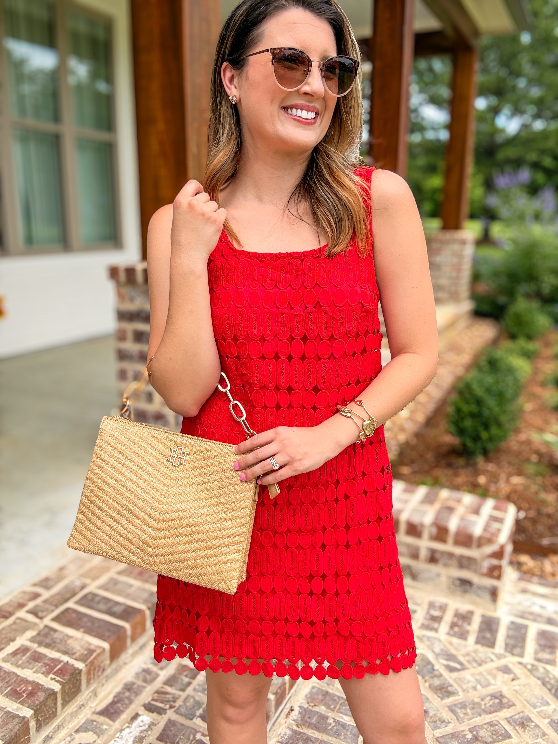 Red Sweetest Little Crochet Mini Dress Small Red Sweetest Little Crochet Mini Dress Small